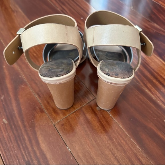 Sam Edelman Yelena Metallic Chunky Multi Strap Silver Nude Leather Heels Sz 10 - Picture 10 of 14